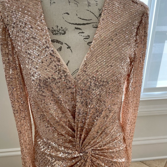 Ieena for Mac Duggal Sequin Knotted Midi Dress - Picture 3 of 11